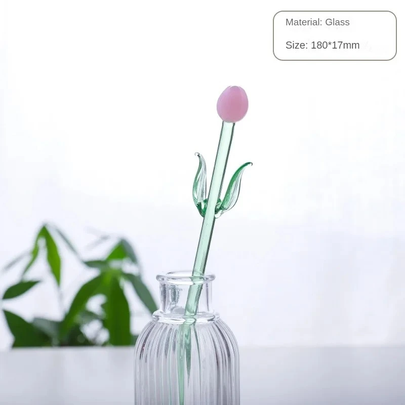 Wholesale Customized flower glass stirrer crystal high quality coffee stirring rod