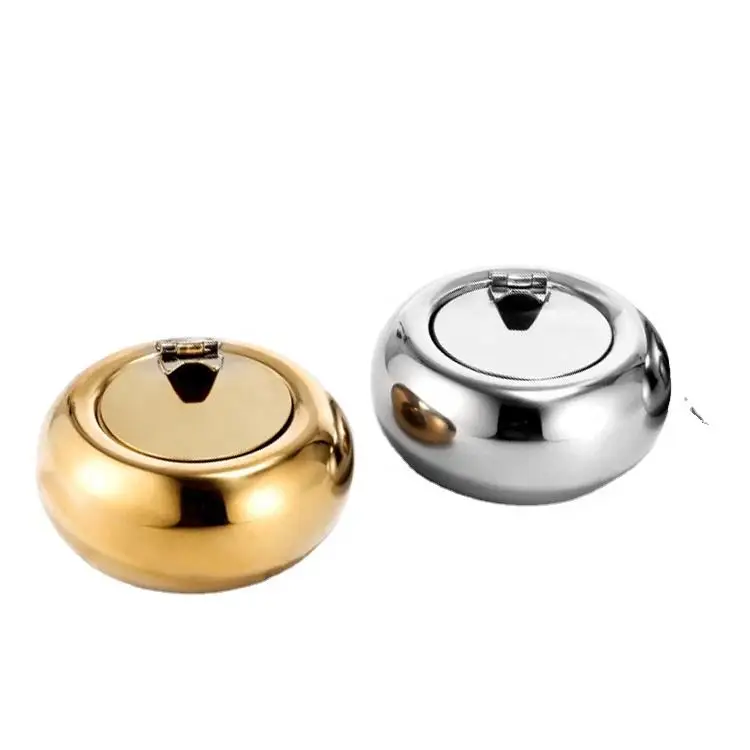 Souvenir Gold Color Luxury Custom Design Metal Ashtray With Lid