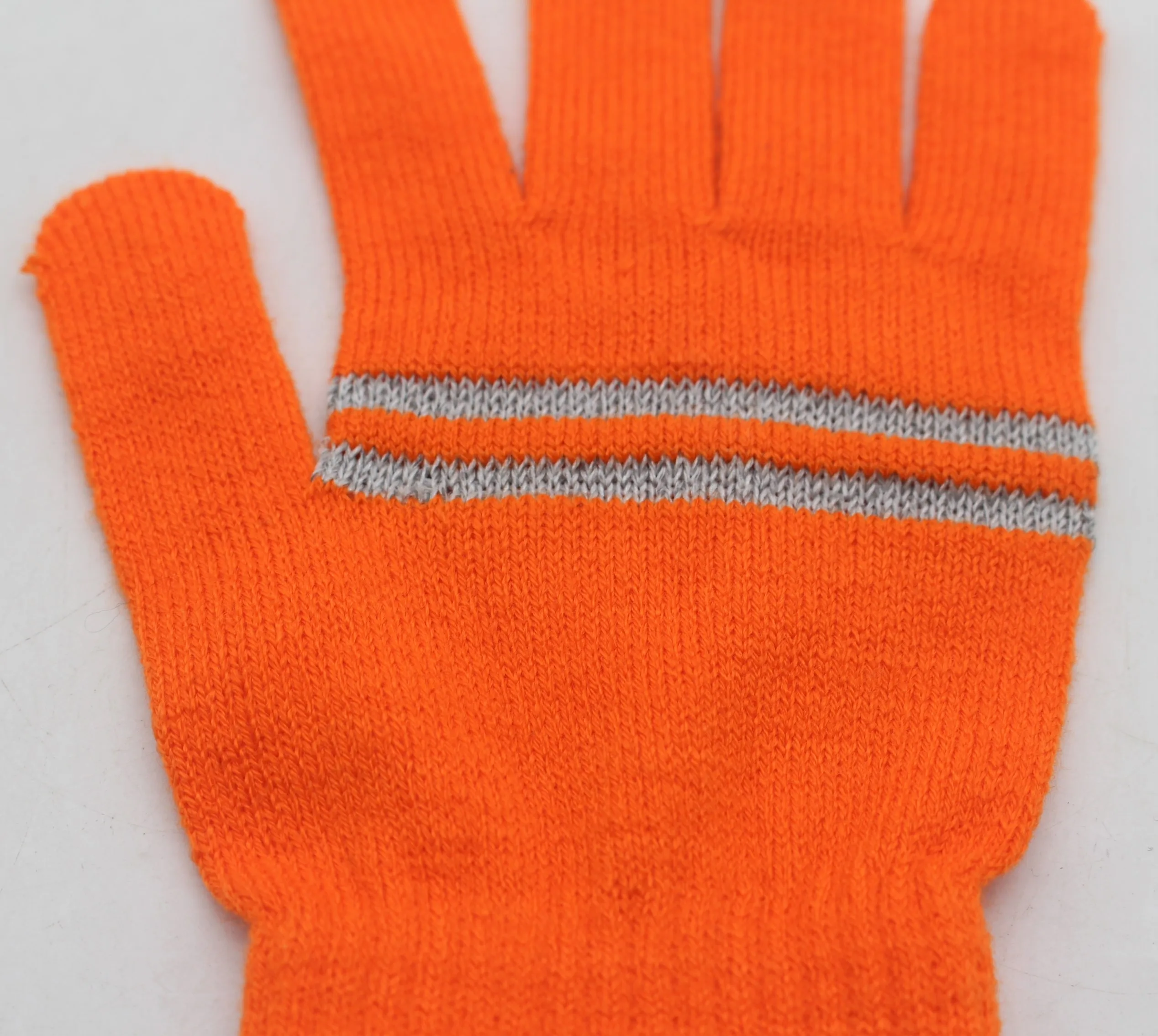 Winter Knit Acrylic Gloves Bright Color Reflective Yarn Gloves