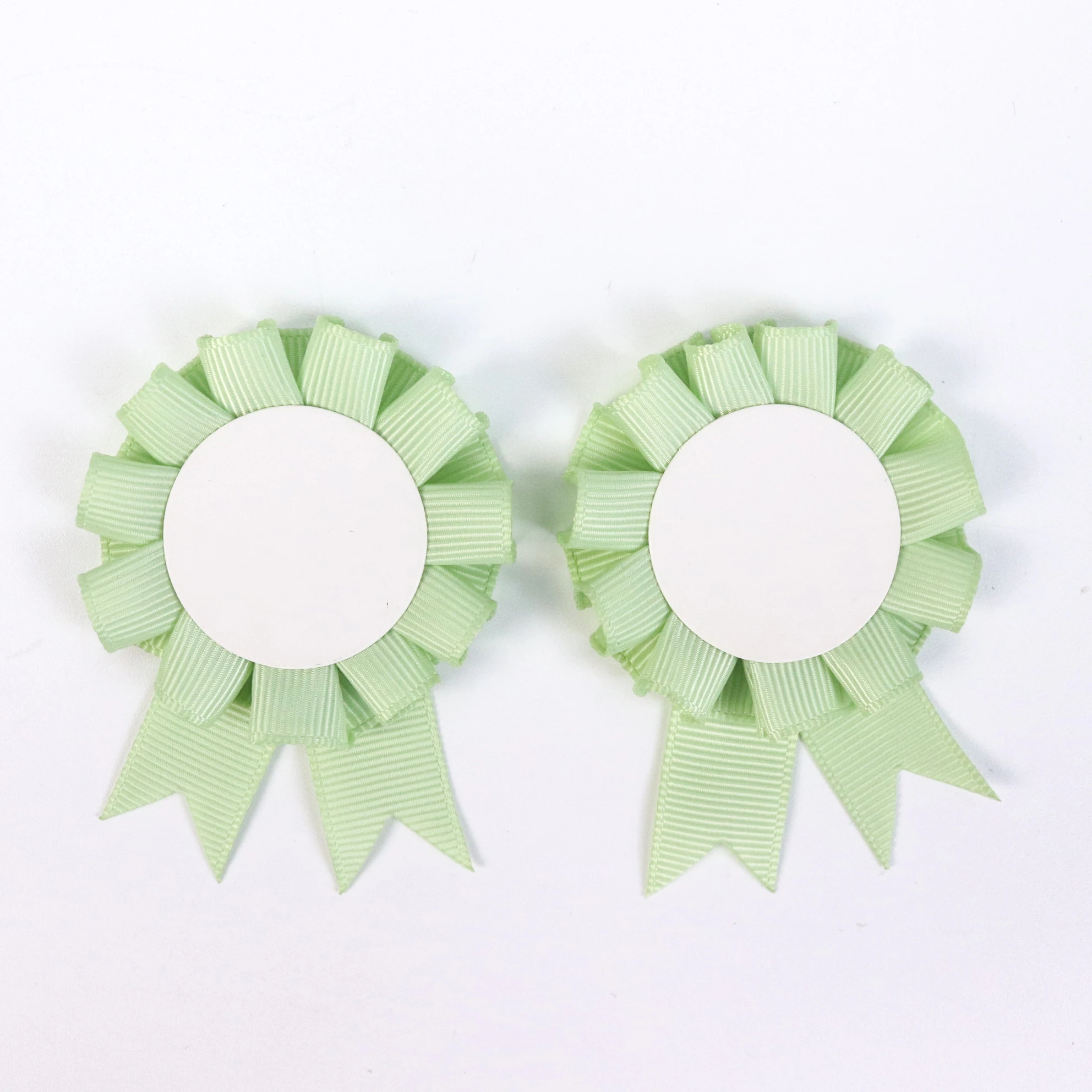 pleated satin award ribbon with button badge pin grosgrain rosette ribbon for decoration