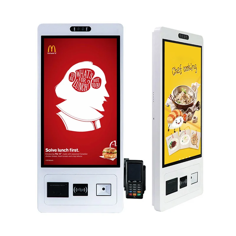 21.5 23.8 27 32 Inch Ticket Reception Android Payment ATM Card Reader Machine Self Services Touch Screen Efficient Kiosk