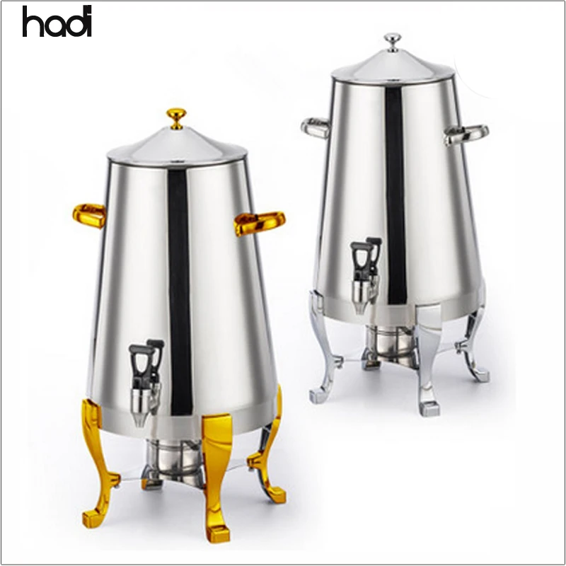 Outdoor catering equipment hotel tea and coffee dispensers stainless steel 13 liter gold wedding tea coffee urn buffet