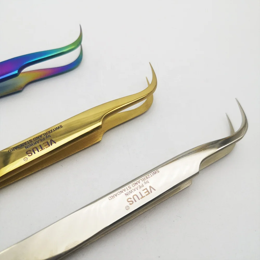 Meecil Rose Gold Wholesale Custom Logo Custom Eyelash Extension Tweezers Private Label Lash Tweezers Eyelash Extension