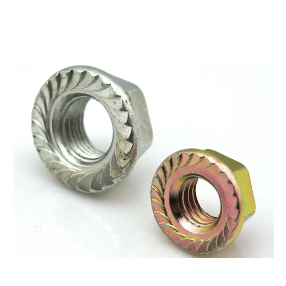 DIN6923 M2 M2.5 M3 M4 M5 M6 M8 M10 M12 Stainless Steel Zinc Plated Dacromet Steel Hexagon Flange Nuts