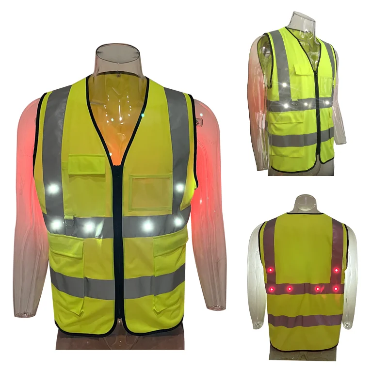 Wholesale Popular High Visibility Custom Logo Work Construction Reflective Safety Led Vest For Worker Engineer