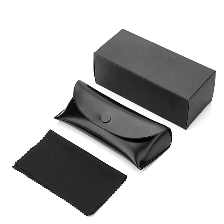 2023 Packing Box Custom Logo Pouch Cleaning Clothes Packaging Bag Sunglasses Case Black Optical Glasses Box