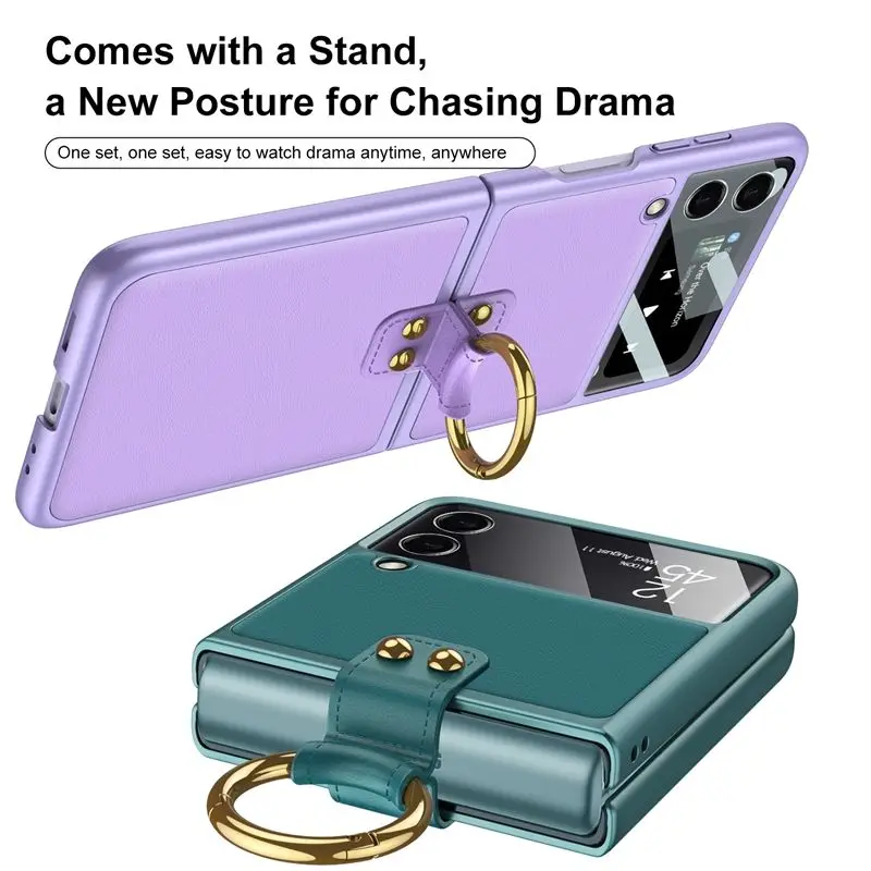 New Phone Film Film Protective Cover Ultra Thin Pc with Ring Buckle Phone Case Cover For Samsung Galaxy Z Flip 3 Z Fold3