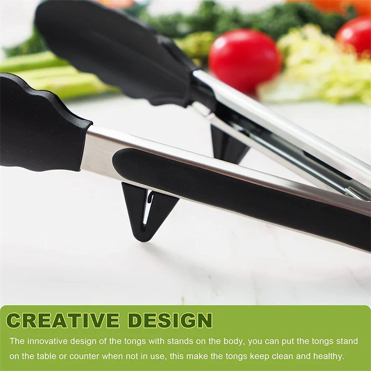 2 Pack Silicone Kitchen Cooking Tongs Premium 9 Inch 12 Inch Stainless Steel Handle Silicone Nonslip Food Tongs For Cooking