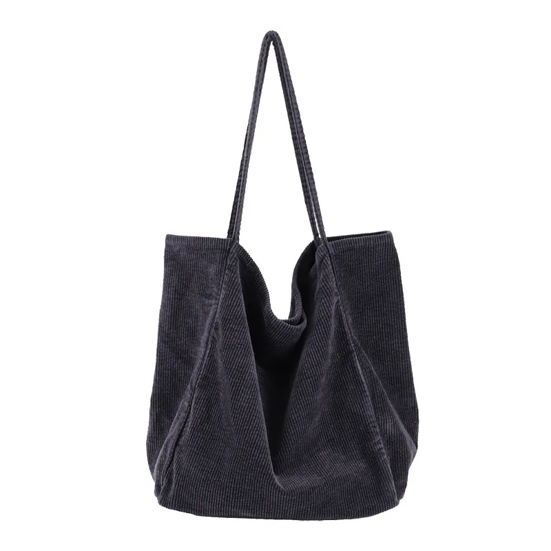 Korean large capacity shopping bag fashion canvas handbag simple retro one shoulder women corduroy tote bag