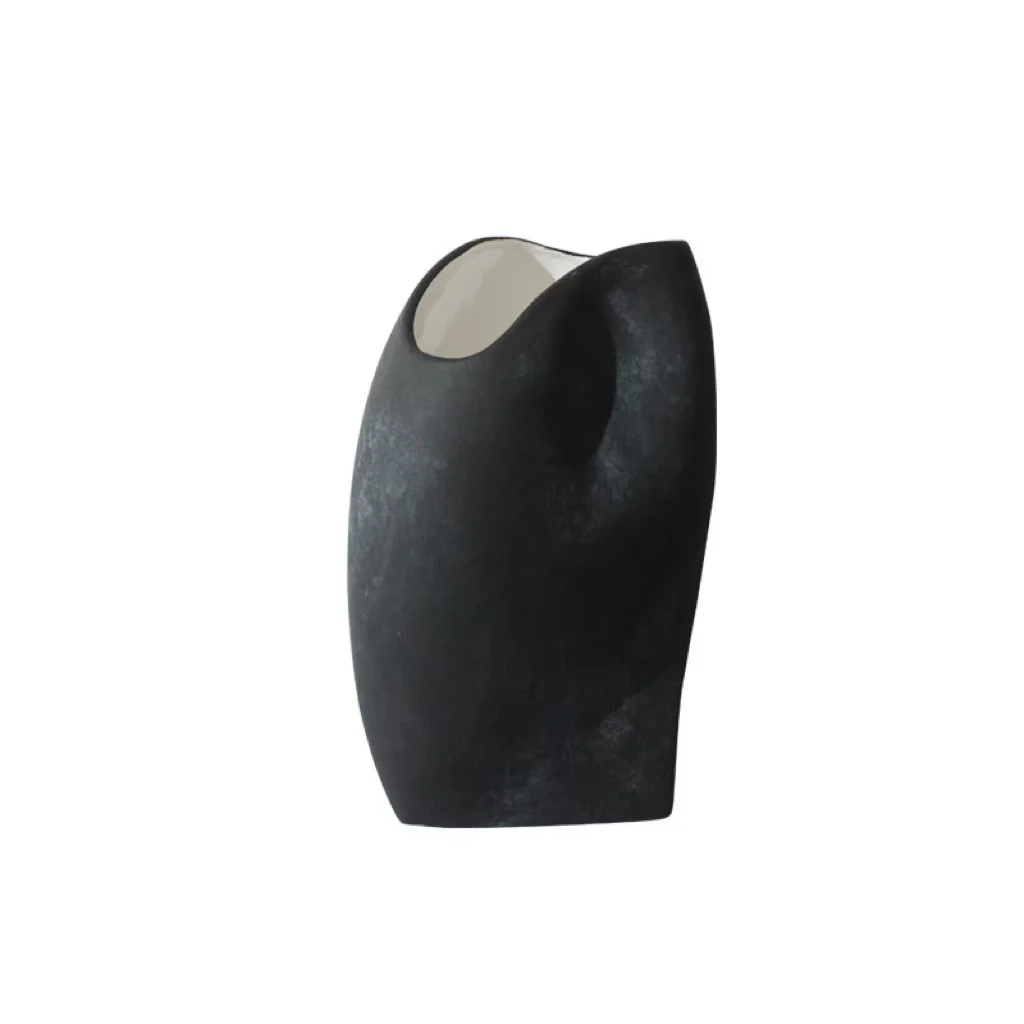 New ceramic art crafts ornaments shaped frosted vase black and white creative gift home decoration flower