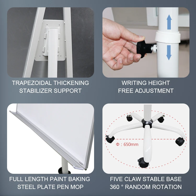 REDSUN регулируемая высота Магнитная складная доска с 5 колесами