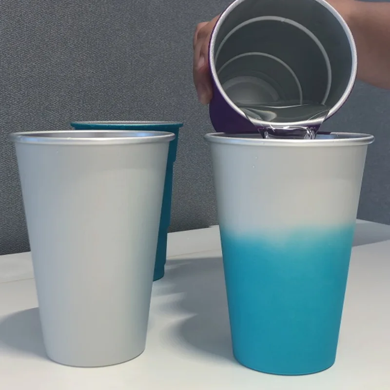 new aluminium mug  color changing color changing cup 16oz metal color changing cup aluminum cup with  best price