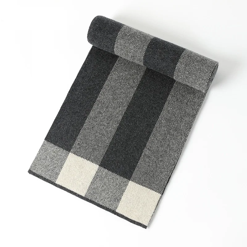 Custom Logo180x30 Pure Pashmina Wool Men Scarf  Jacquard Weaving 100% Cashmere Wool Men Scarf