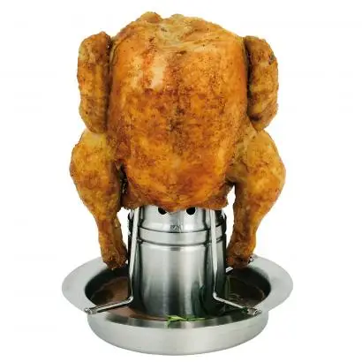 
Stainless Steel chicken-griller with flavour diffuser, chicken roaster, chicken-holder 