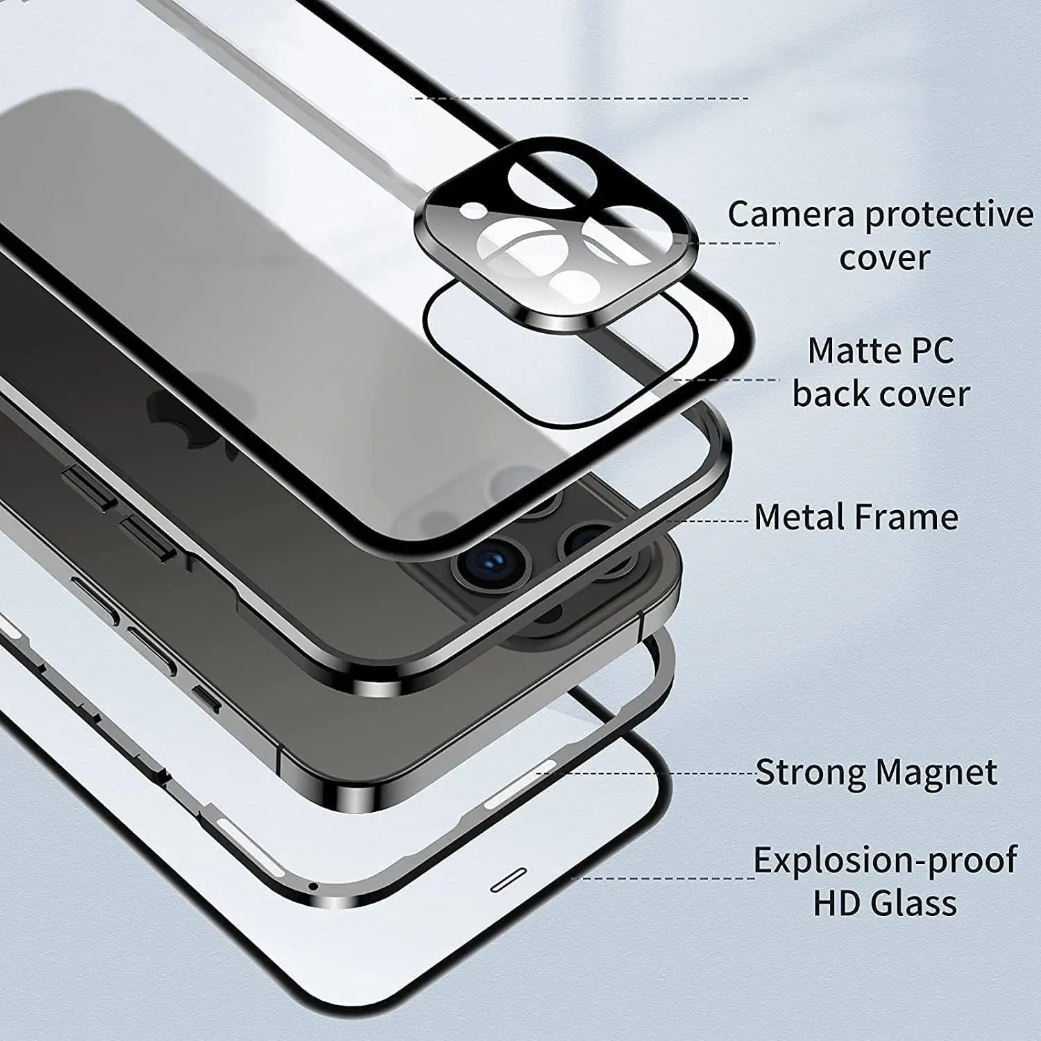 for iphone 15 pro max phone case privacy Magnetic Double Side Glass phone case for iphone 12 13 14 15 case shockproof