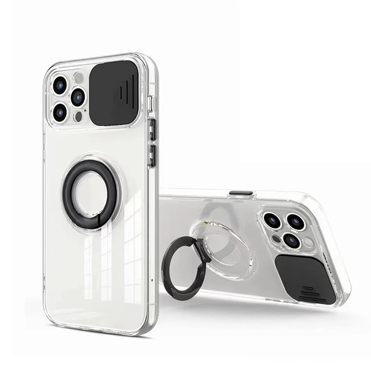 Прозрачный и красочный чехол с раздвижным окном кольцом для защиты объектива камеры iPhone 14 дизайнерский со встроенным кольцом-подставкой
