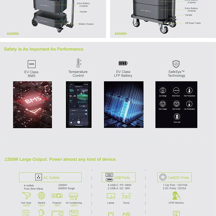 Portable Power Station Battery 2200w 4400w 6600w Solar Generator For Emergency Backup