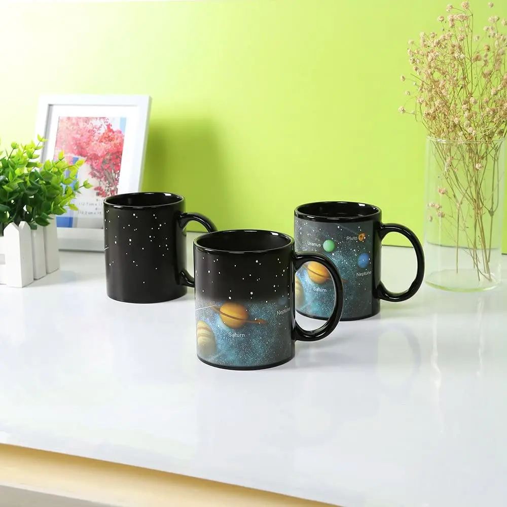 Custom Porcelain Ceramic Magic Solar System Heat Sensitive Cute Coffee Cup - 12 oz Ceramic Mug Color Changing Mugs