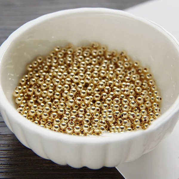 14k Gold Filled Beads 2-10mm Small Spacer Round Ball Beads Seamless for Bracelet Necklace Jewelry DIY