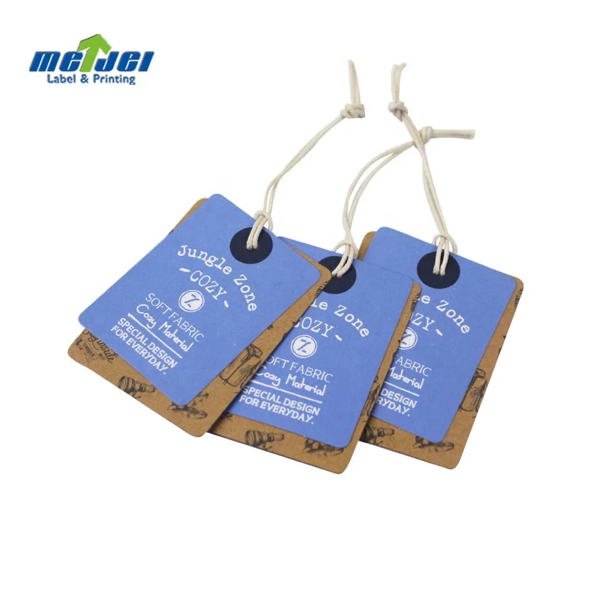 Custom Printing Brand Logo Hang Tag Cardboard Paper Tags For Clothes Recycled Garment Labels Swing Tag with String