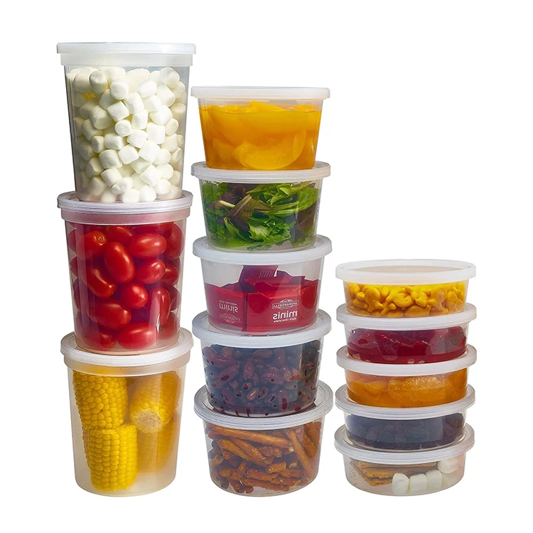 44 Sets BPA-Free Leakproof Round Clear 8oz 16oz 32oz Freezer Deli Cups Combo Pack produce saver storage container food with Lids