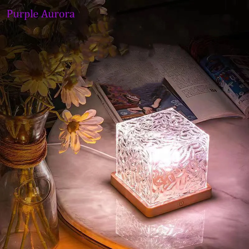 Rotating Home Christmas Desk Water Pattern Ripple Atmosphere Lamp 16 Colors LED Crystal Table Lamp for Decoration Night Light