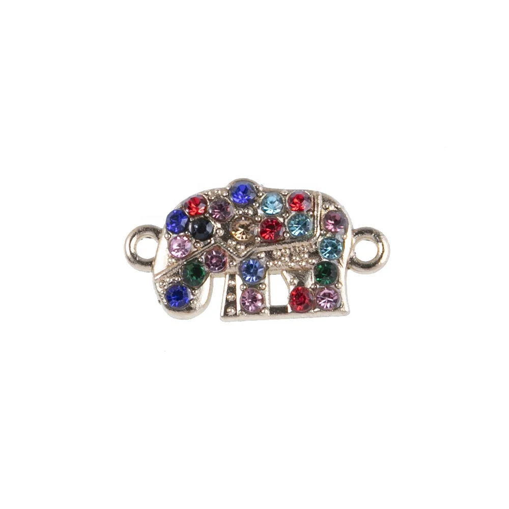 Fashion Colorful Crystal Elephant CZ Micro Pave Connector Charms DIY for jewelry making Pendants Necklaces Jewelry Accessories