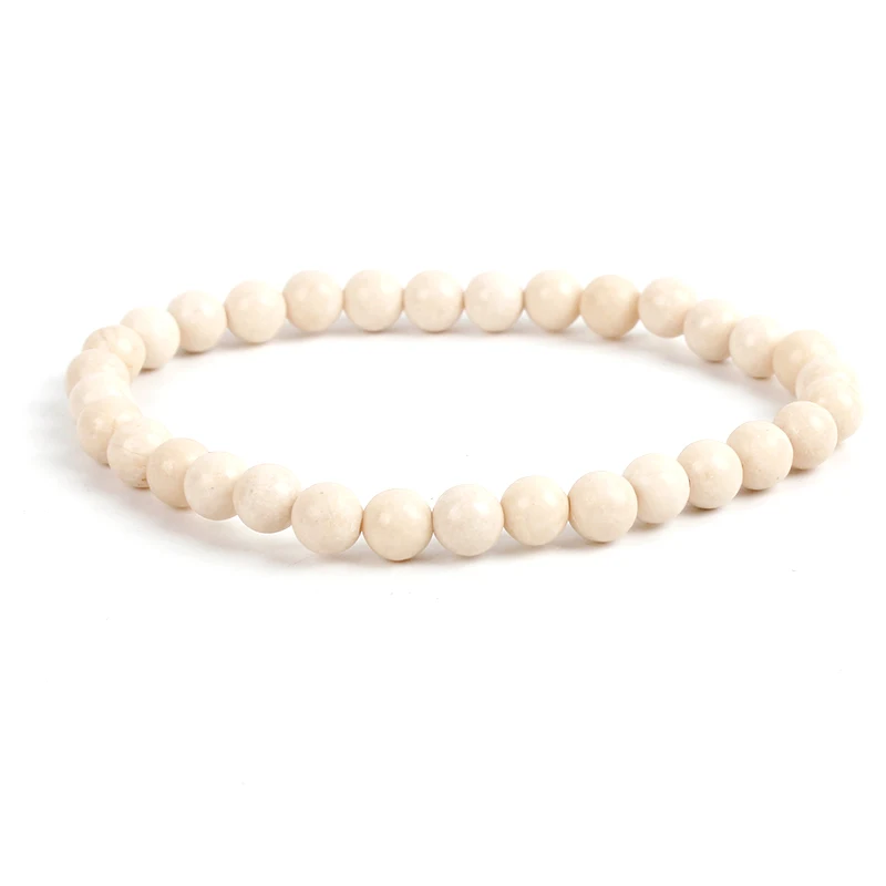 6mm 7.5 inches Natural Gem stone Round Healing Crystal Smooth Stone Bead Stretch Bracelet