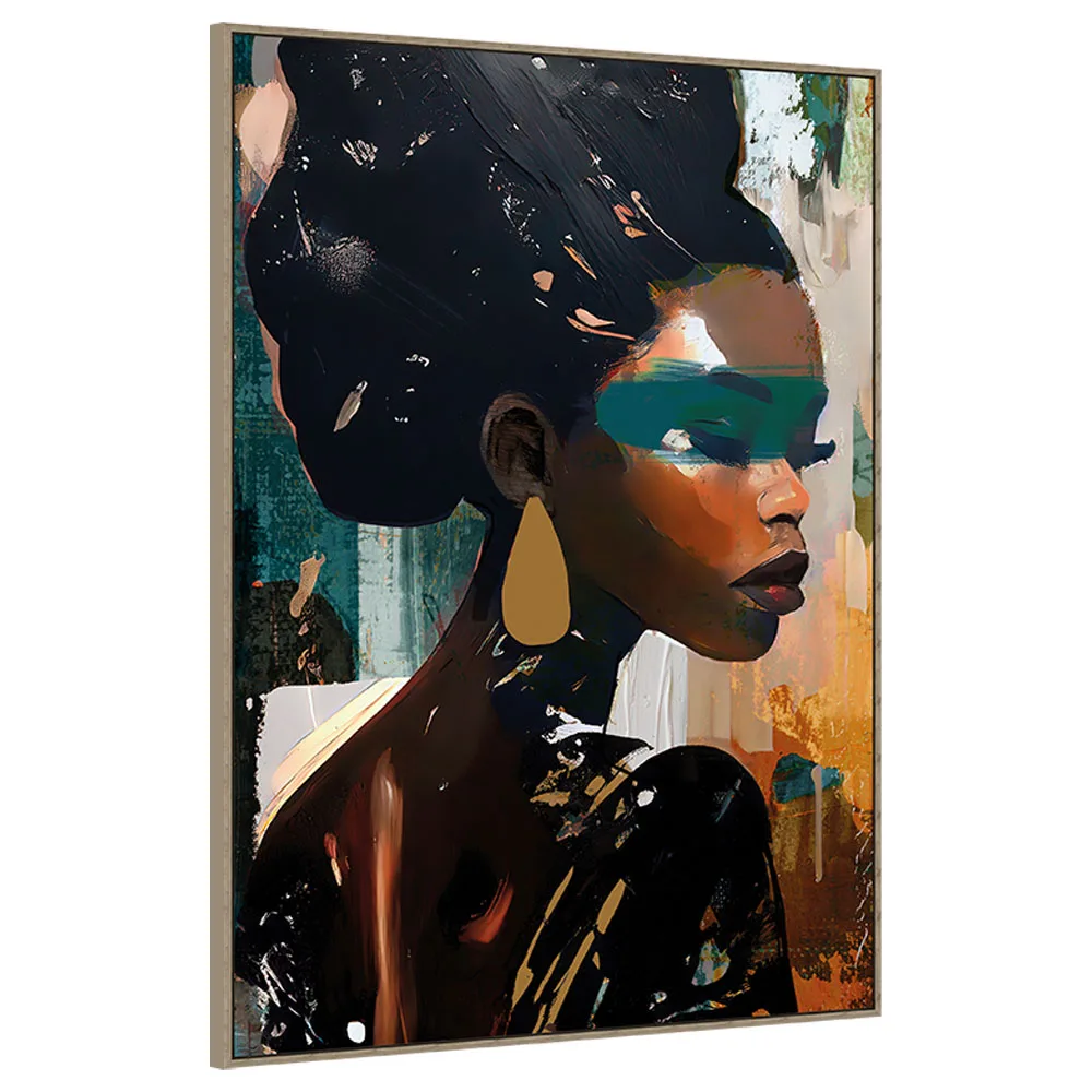 beautiful woman figure paintings oil handpainting modern african lady foil canvas art woman graffiti frames art for home decor