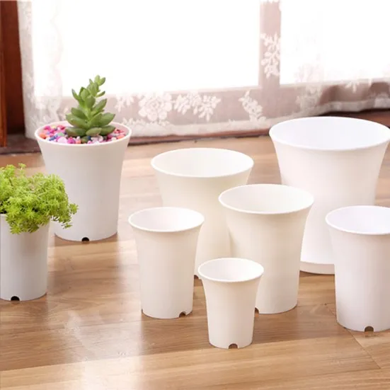 2023 New Design Round Mini Pot Greenhouse Garden Planting Pot White flower pot Plastic Vase