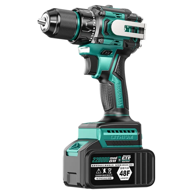 Brushless Hand Drill Handheld Portable Metal Ratchet Chuck With Hammer With Side Handle Hanging Electric Drill