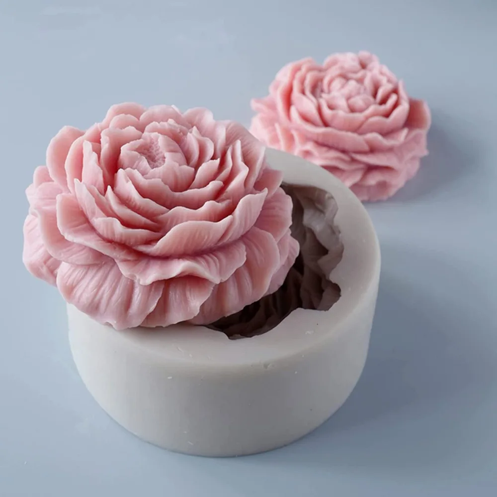 Early Riser 3D Peony Flower Silicone Mold Handmade Aromatherapy Candle Home Decorative Soap Mold