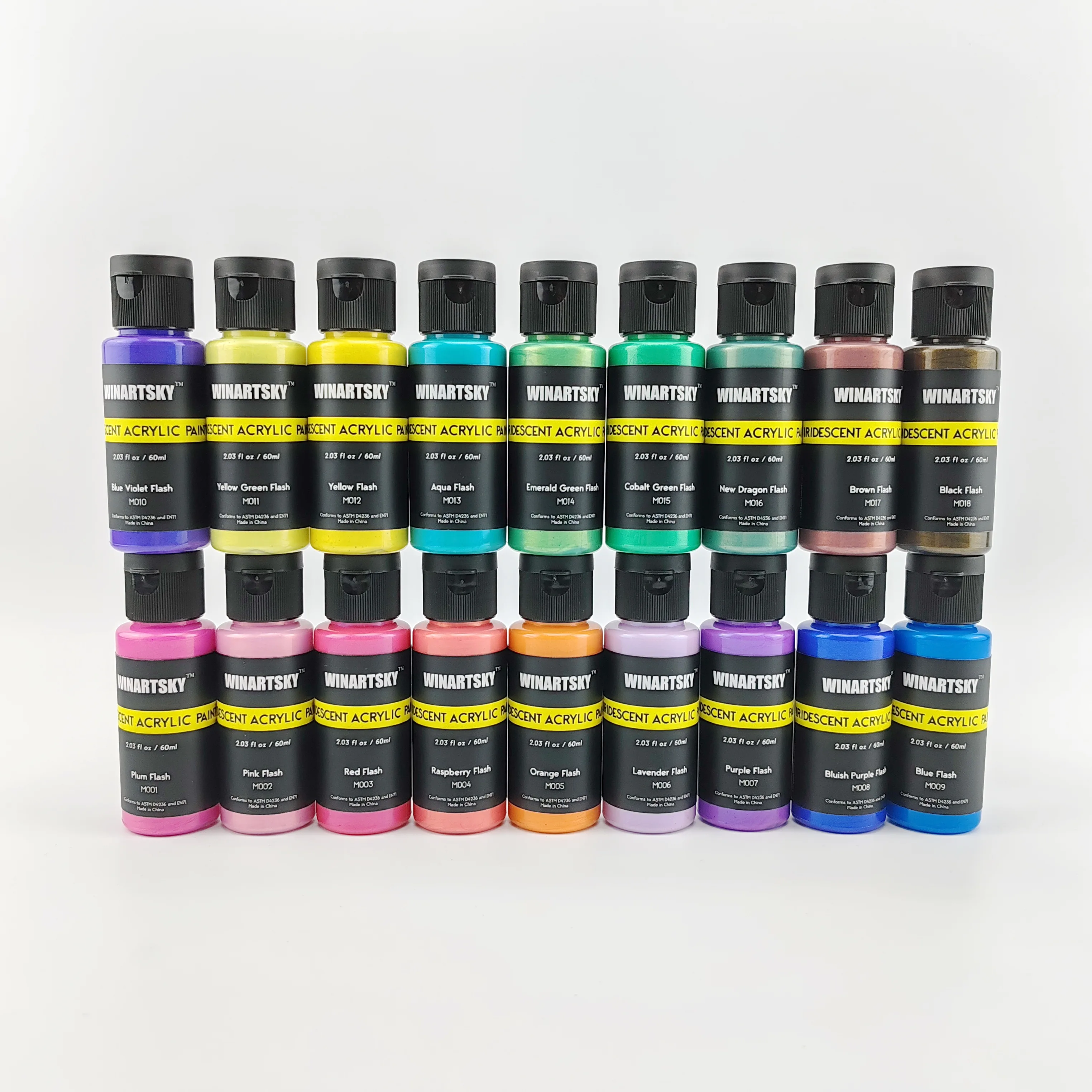 Радужная акриловая краска 18 видов цветов бутылки 2 унции/60 мл меняющие цвет краски на камнях холст дерево ткань керамика и камень