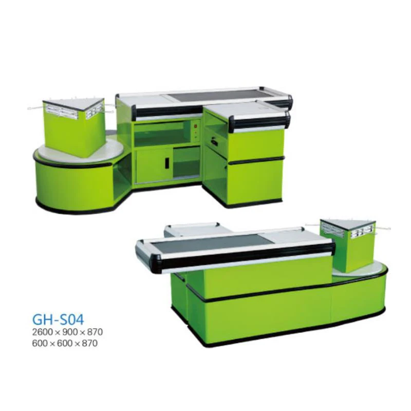 Wholesale Multifunctional Retail Counter Desk Cashier Supermarket Checkout Counter With Conveyor Belt