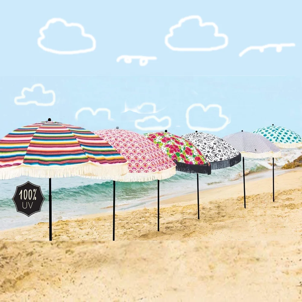 Ovida High Quality Custom Design Parasol Beach Umbrella Outdoor Potable Beach Umbrella Beach