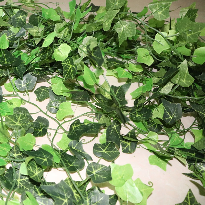 Artificial Plant Vines Wall Hanging Rattan Leaves Branches Outdoor Garden Home Decoration Plastic Fake Silk Leaf Green Plant