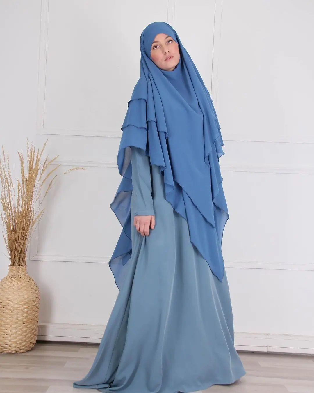 2022 ready to ship Muslim women fully covered Chiffon instant hijab three layer overhead hijab