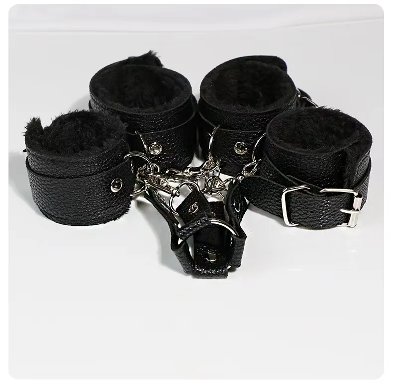 BDSM Bondage Restraints Sex Toy Leather Handcuff Ankle Cuff Adult Toy Furniture Restraint Kit for Men Women Couples SM Game Play