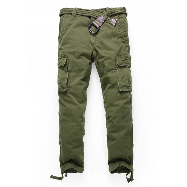 Men Cargo Pants Multi Pockets Camouflage Pure Cotton Casual Pants with Drawstring