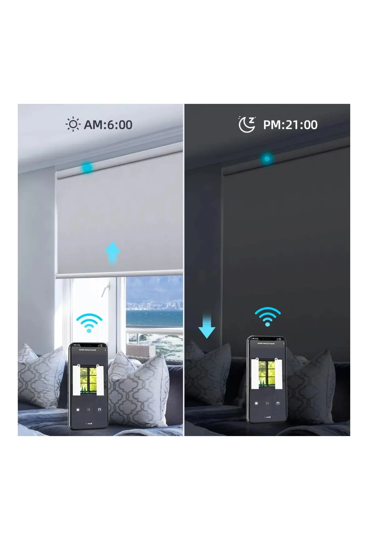 Smart Motorized Zebra Blinds Work with Alexa, Remote Control Smart Blinds, 90% Blackout Light Filtering Day Night Sheer Shades