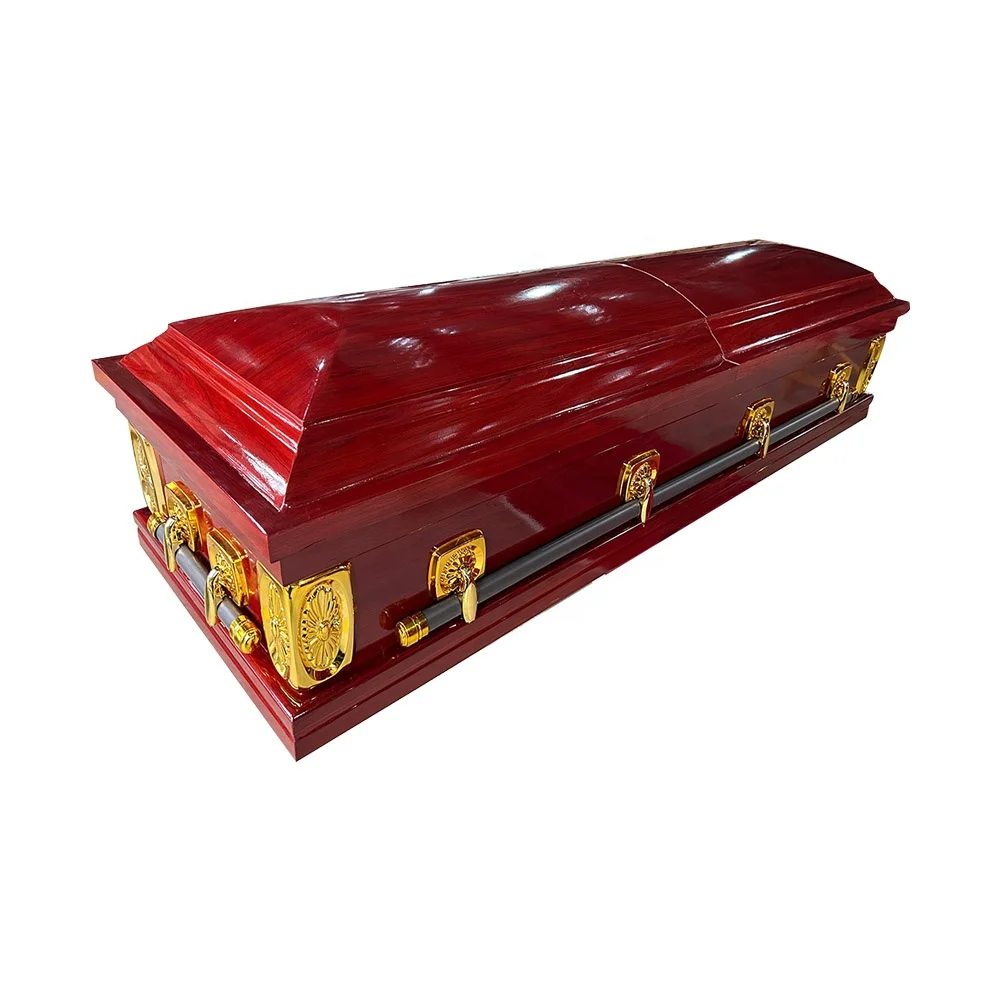High Quality American Style Adult MDF Coffins Medium Density Fiber Panel Wood Caskets Cremation Use Velvet Interior Satin Fabric