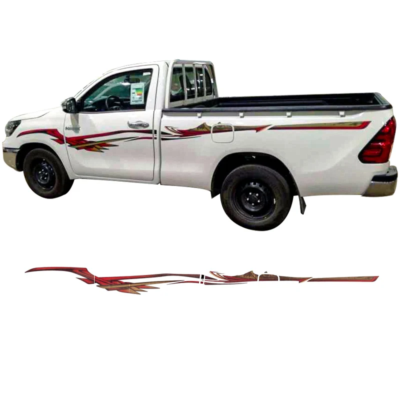 Car  side door sticker car decal body sticker gaphic  for pickup 2017 toyota hilux 2D  single cab stripe car lines vinyl
