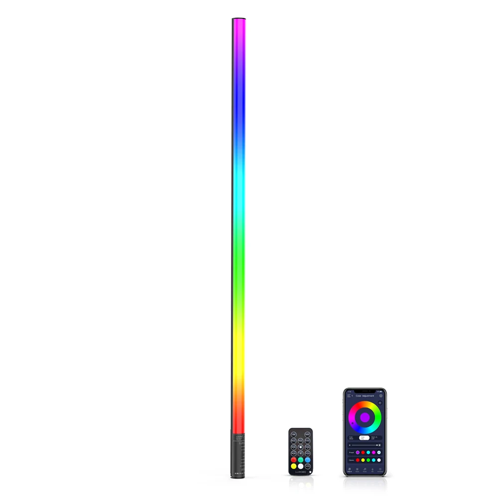LUXCEO Mood1S 85cm APP Wireless Remote Control 4ft Wand 360 Photo Booth Light Music Sync LED RGB Tube Light for DJ Disco Party