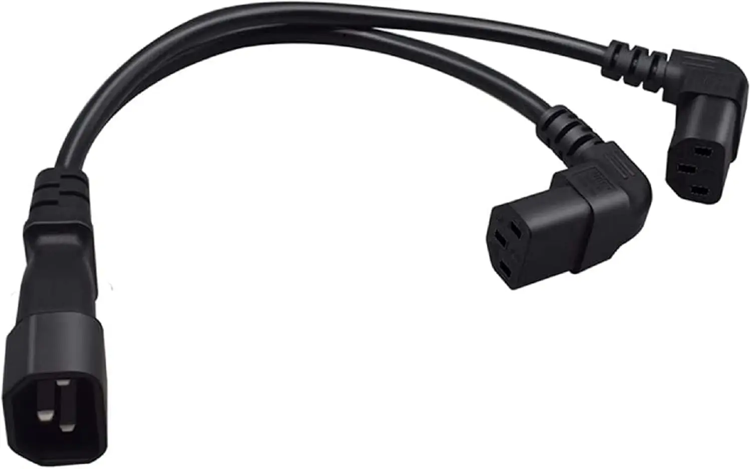 Black 10 Amp Cables CPU/PDU Power Cord C14 to 2x C13 Y Splitter Adapter Cable for powering computers, monitors
