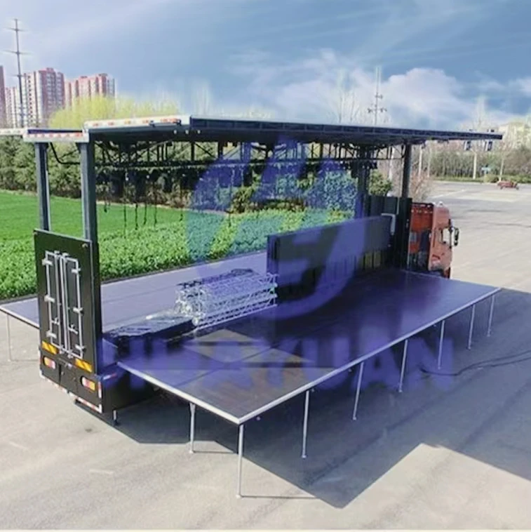 Foldable S585 Model expandable 15.3m Stage 50FT hydraulic event stage mobile stage for sale
