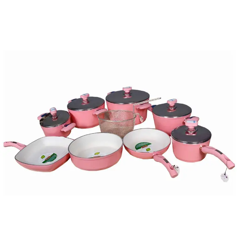 Household kitchen five-color non stick pot copper pot cooker set