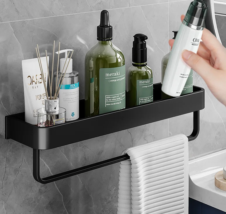 Bathroom Double Shelves Wall Mounted Self Adhesive Kitchen Corner Racks Shower Caddy Corner Storage Shelves