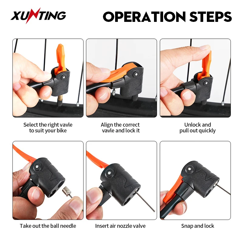 Xunting Bike Foot Pump Air with Pressure Gauge Max160psi Schrader Presta Tyre Inflator MTB Car Ball Bicycle Pump Soccer Ball