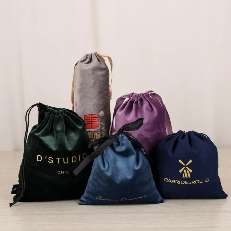 Custom logo large capacity gift packaging bag mobile phone earrings jewelry camera cloth bag velvet drawstring bag