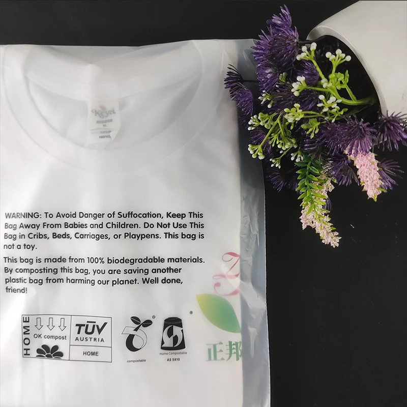 Compostable clear transparent plastic biodegradable self adhesive courier poly bags for food packaging